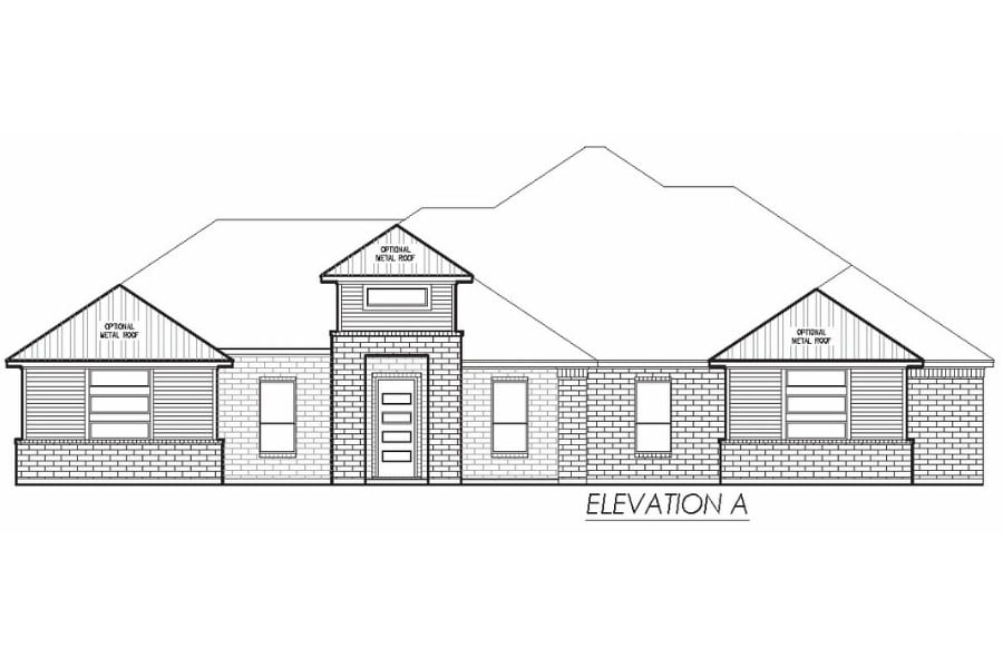 Architectural elevation drawing of a single-story residential building with optional bay windows.