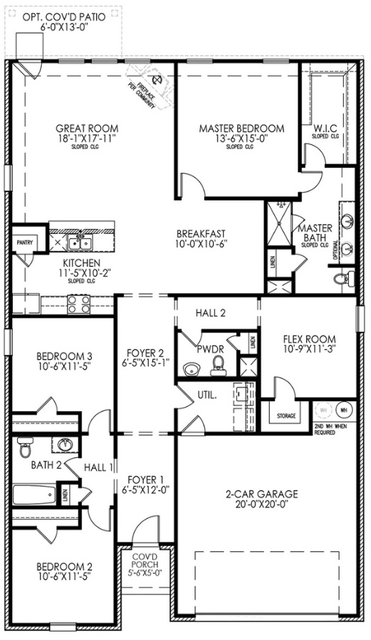 Black and white floor plan of a two-story house with labeled rooms, dimensions, and furniture layout.