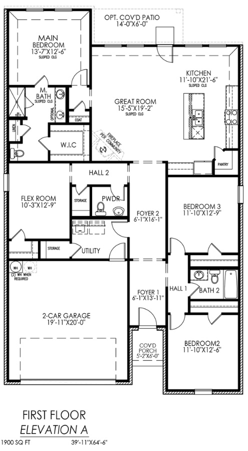 Architectural floor plan of a first-floor layout featuring three bedrooms, multiple bathrooms, a kitchen, and additional living spaces.