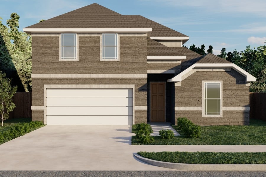 New two-story suburban house with an attached garage.